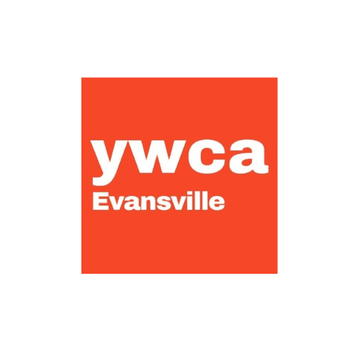 YWCA Evansville logo with white lowercase and capitalized text on a bright orange square.